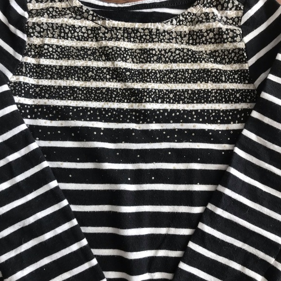Cherokee 3T gold sparkle and b & w stripe shirt - Picture 2 of 2
